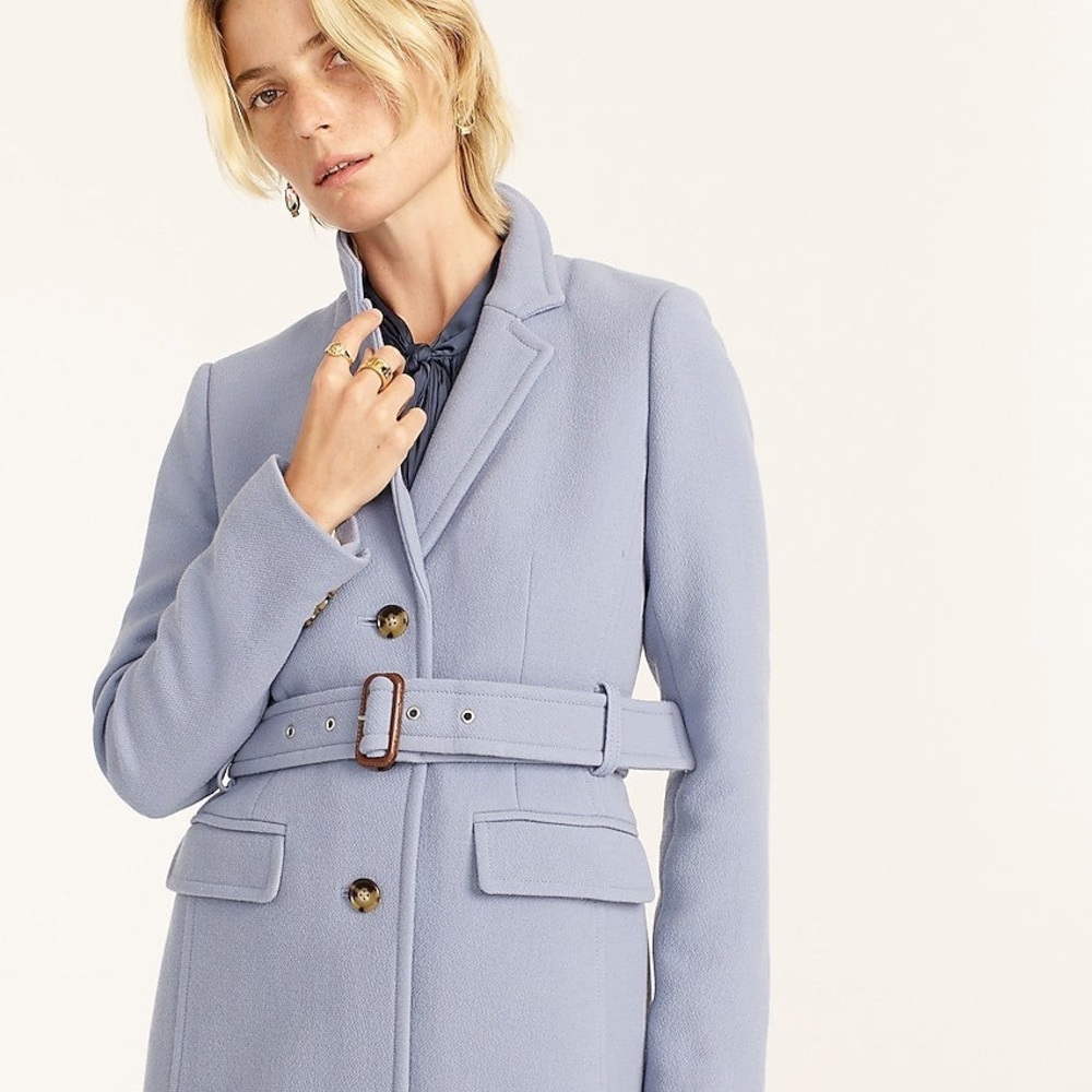 ✨J. Crew Light Blue Lady Day Trench Coat in Italian Wool✨ - Picture 2 of 6